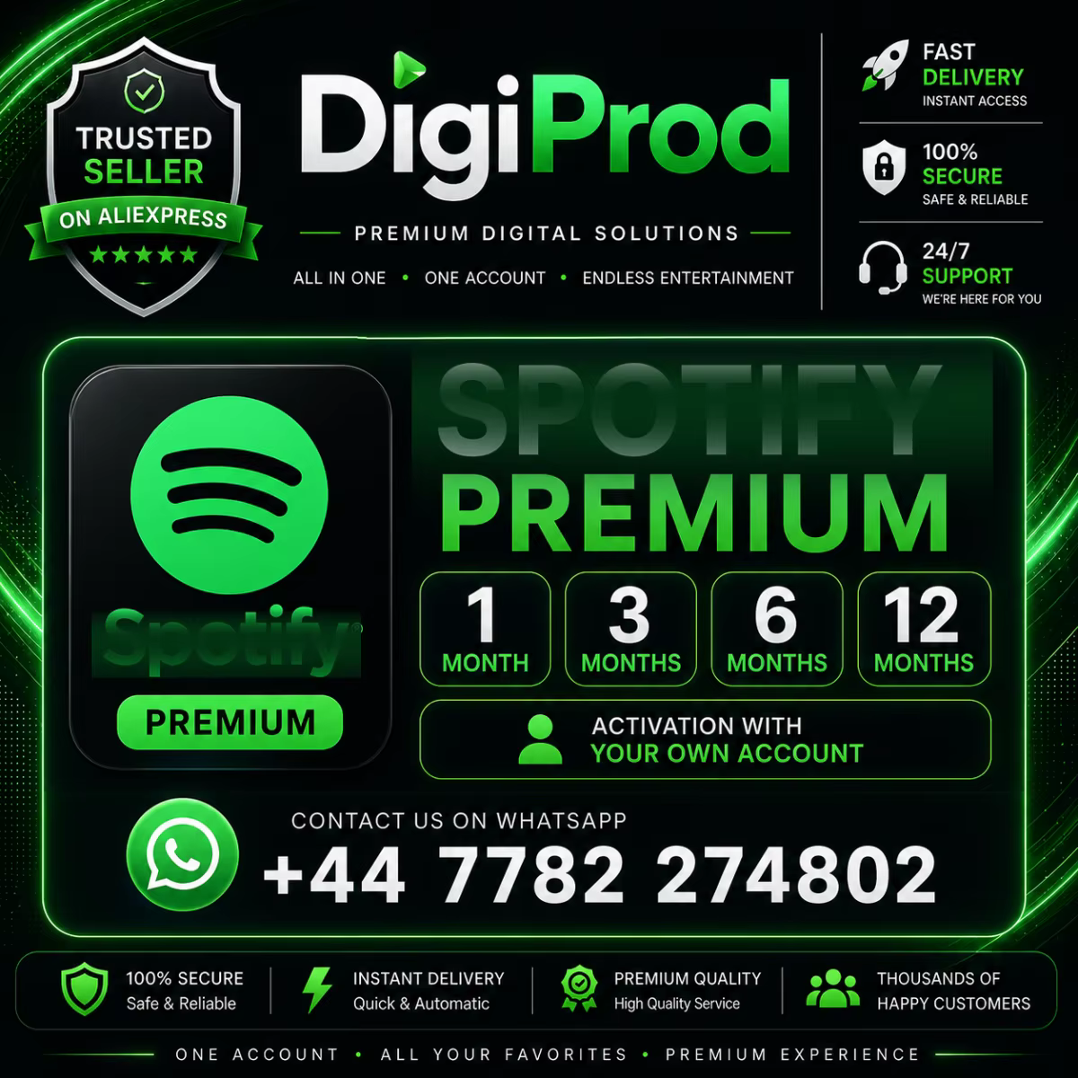 Spotify Premium 1 an | Expérience musicale haut de gamme | Activation numérique rapide
