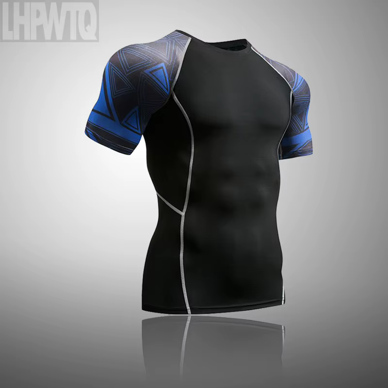 T-shirt de compression à manches courtes pour homme, idéal pour la course, le fitness, le MMA, le ra