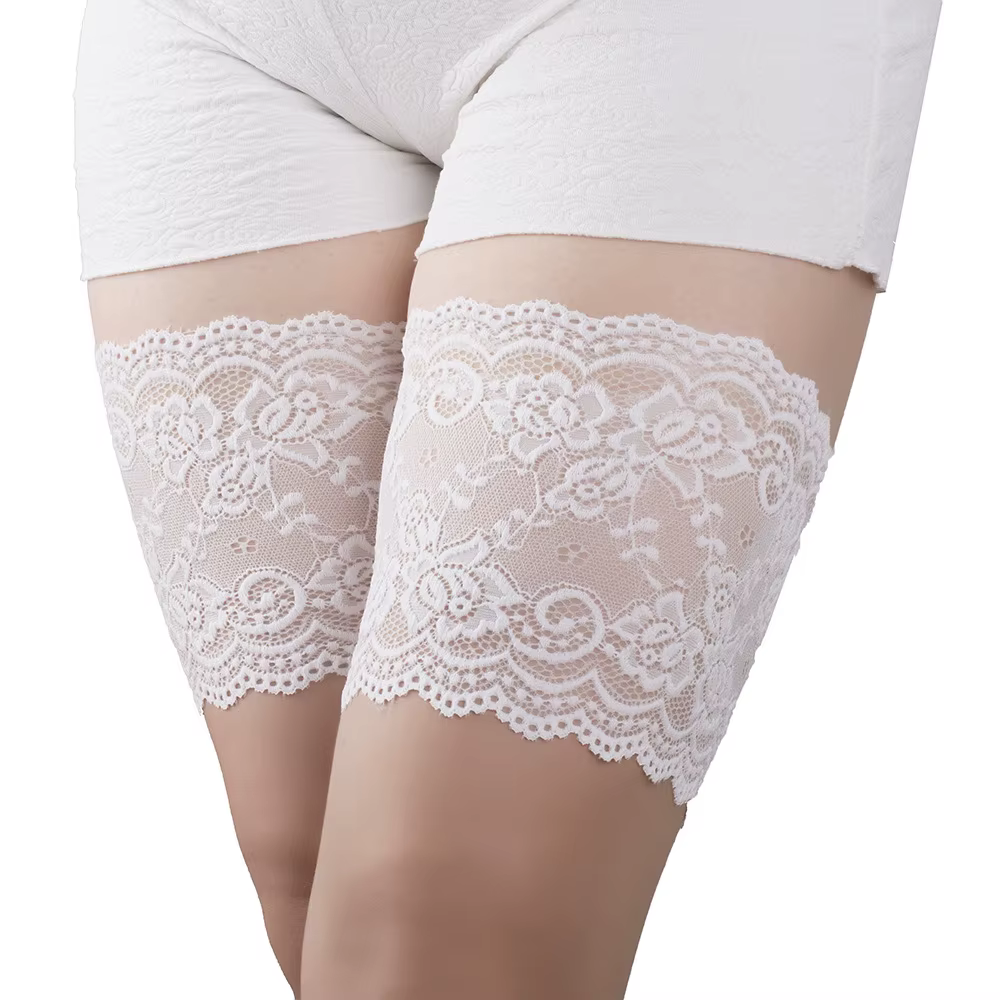 Bandes de cuisses anti-irritations, sexy, en dentelle, deux bandes de silicone anti-aldes, intérieur