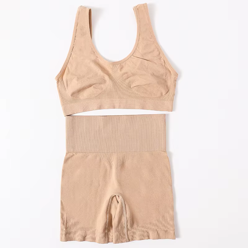 Ensemble de soutien-gorge et culotte taille haute sans couture pour femmes, sous-vêtements de sport,