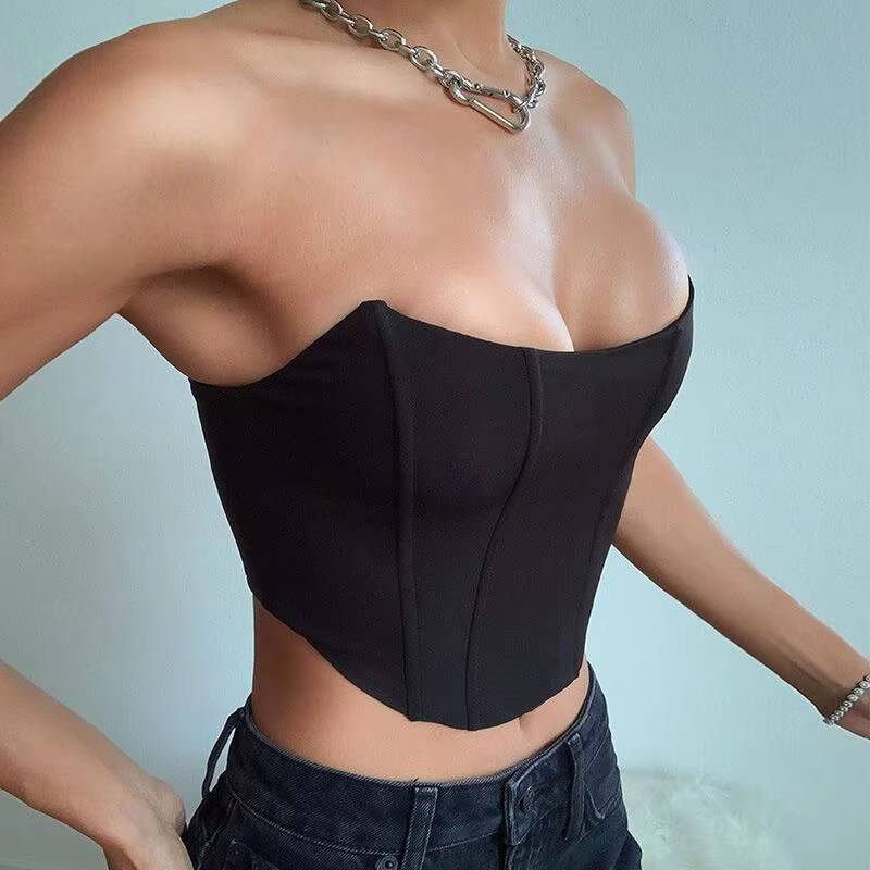 Corset Sexy sans manches, épaules dénudées, haut court, gilet, sous-vêtements féminins, dos nu, Bust