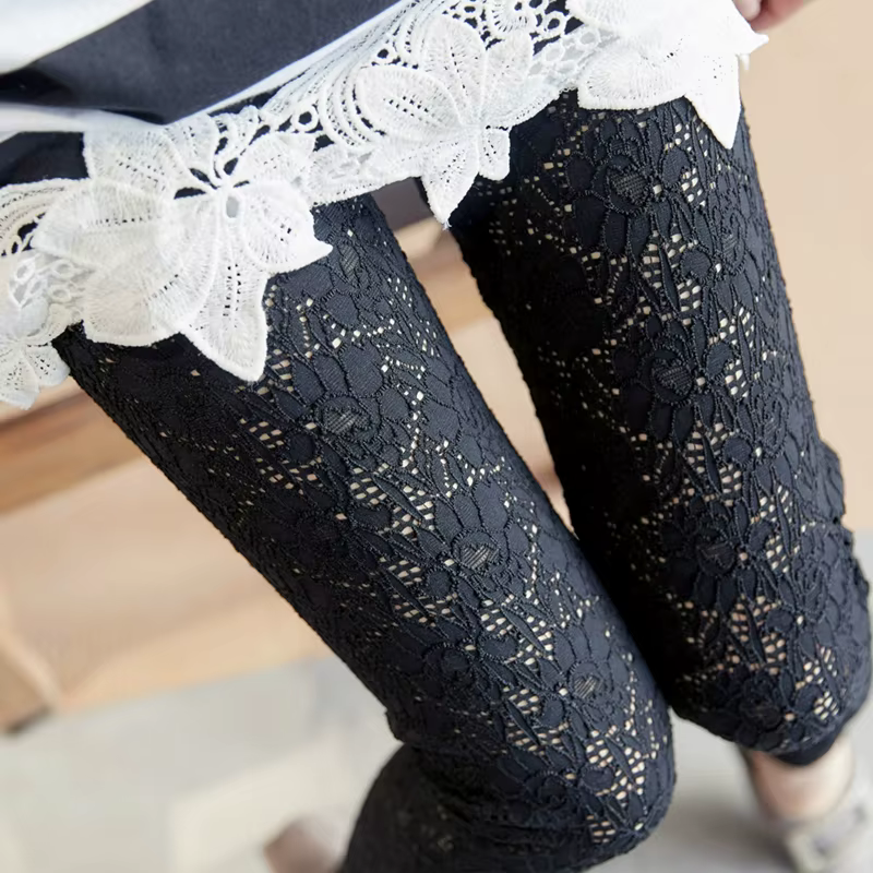 Leggings taille haute en dentelle pour femmes, pantalon transparent, extensible, sexy, rétro, couleu