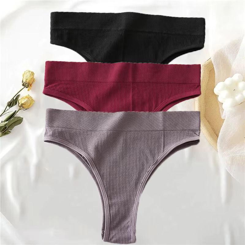 3 pièces/ensemble femmes coton culottes sans couture taille haute tongs confortable Sexy femme caleç