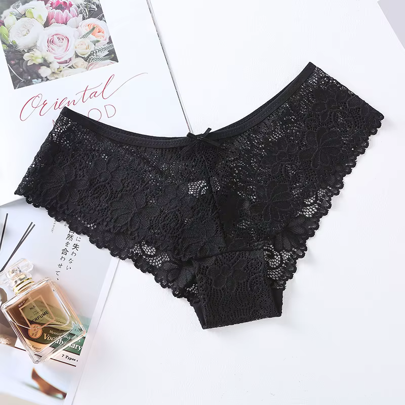 BANNIROU-Culotte Sexy pour Femme, Taille Basse, Respirante, en Dentelle Ajourée, Transparente, Sous-