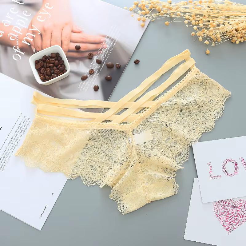 Culotte en dentelle pour femmes, sous-vêtements transparents, Sexy, doux, solide, taille basse, ajou