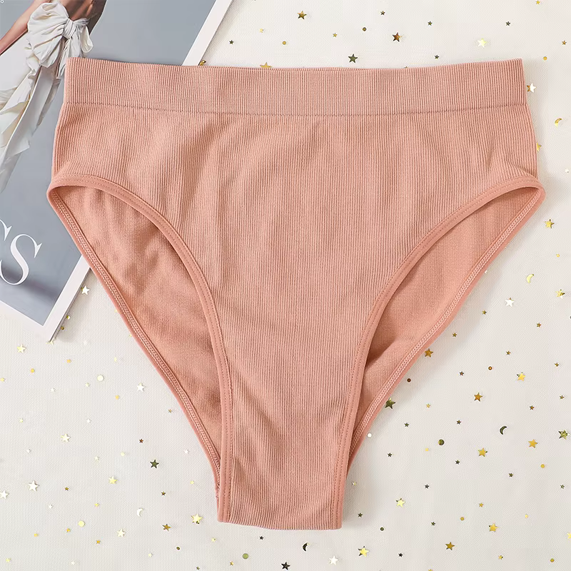 1Pc taille haute culottes femmes slips sans couture coupe haute caleçon femme Sexy Lingerie couleur