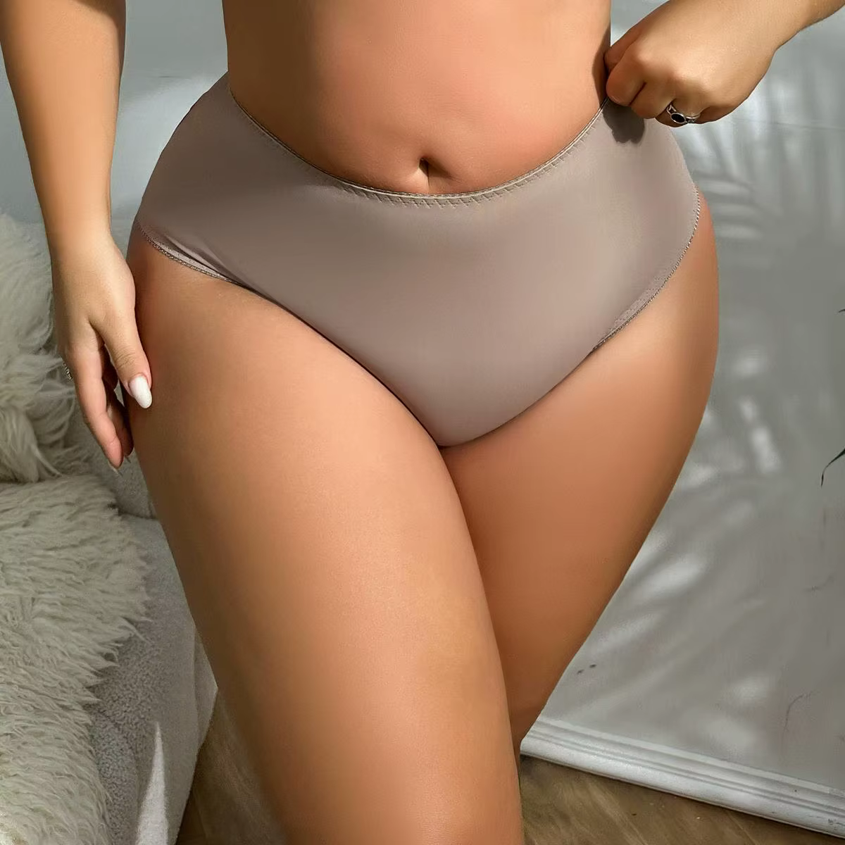BEAUWEAR grande taille culottes pour femme grande taille sous-vêtements plaine mince caleçon 0XL 1XL