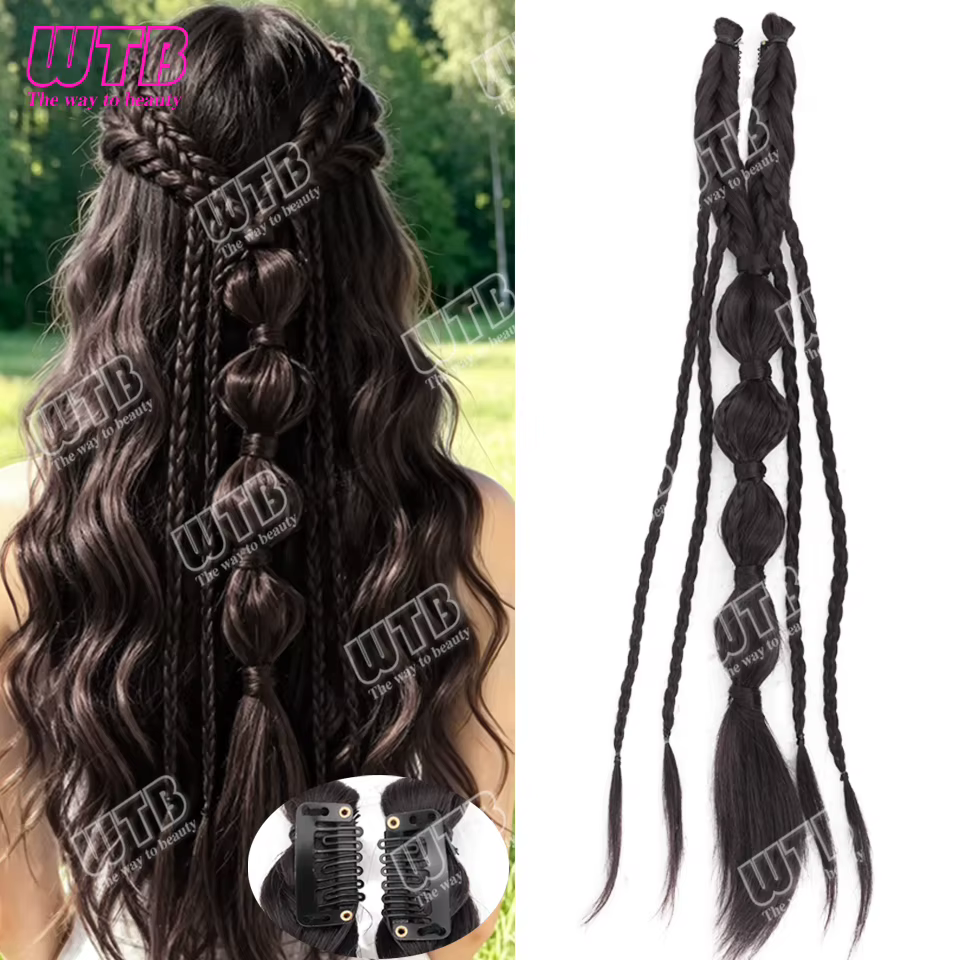 WTB Perruque tressée synthétique avec clip BB, élégante et délicate, idéale pour les mariages, les f