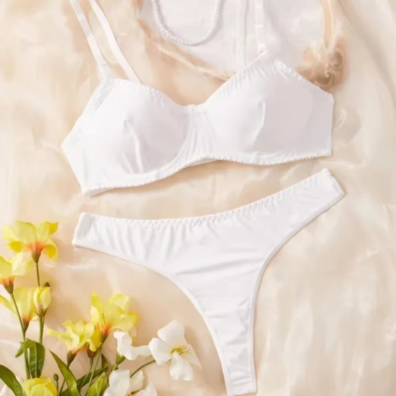 Ensemble soutien-gorge et culotte pour femmes, sous-vêtements fins, lisses, confortables, vêtements