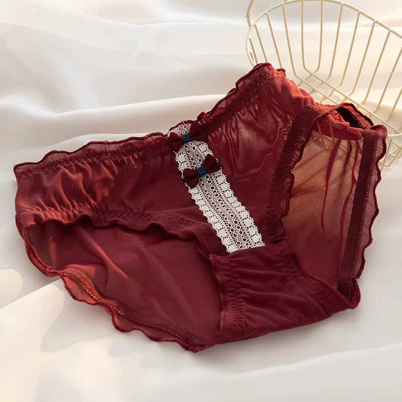 Culotte en dentelle pour femme, sous-vêtement L-XL, slip taille basse, caleçon sexy, culotte en dent