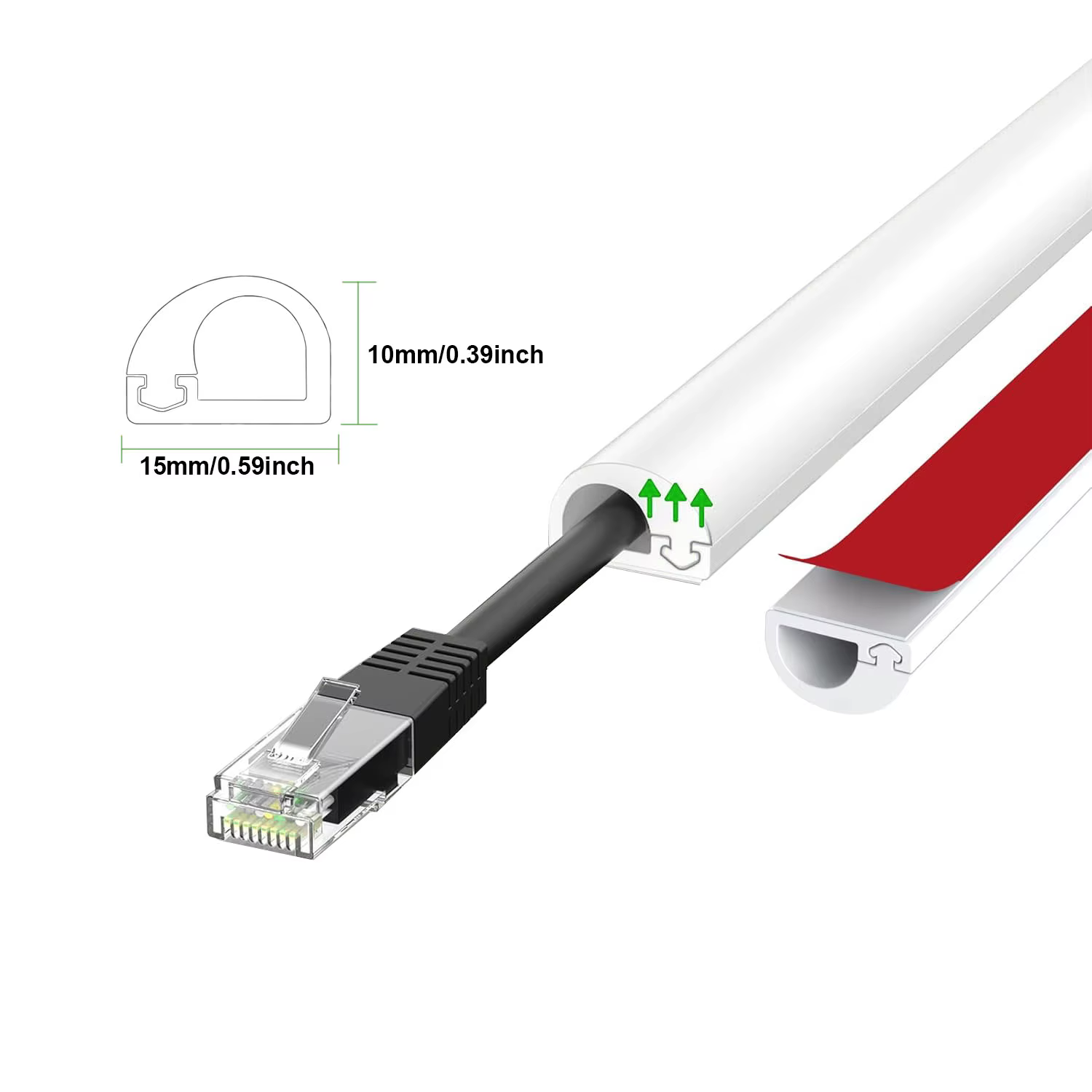 Passerelle de câble flexible de 1M, gaine de couverture de fil en PVC auto-adhésive pour cacher des 