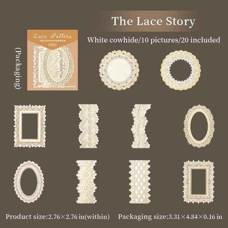Autocollants décoratifs pour Scrapbooking, série dentelle, pour bricolage, cadre Photo, Collage, déc