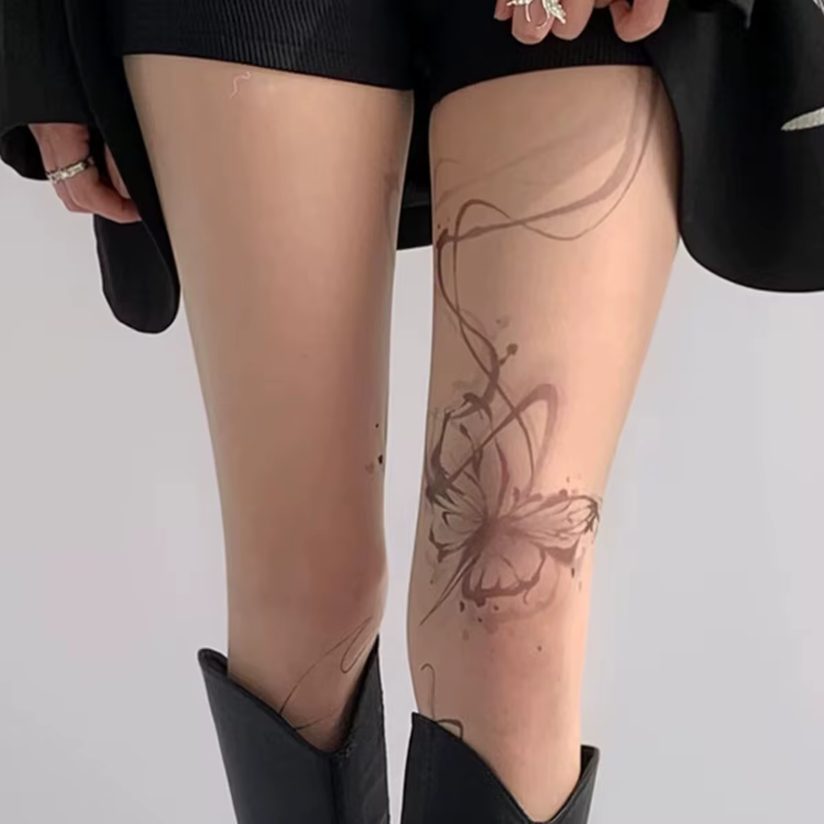 Collants Sexy pour femmes, tatouage papillon, bas hauts de cuisse, Lingerie Sexy, bas Slim, collants