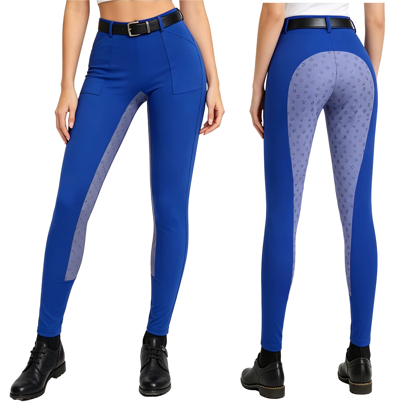 Pantalon d'équitation pour femme avec grip, poches avant, siège intégral en silicone, pour l'entraîn