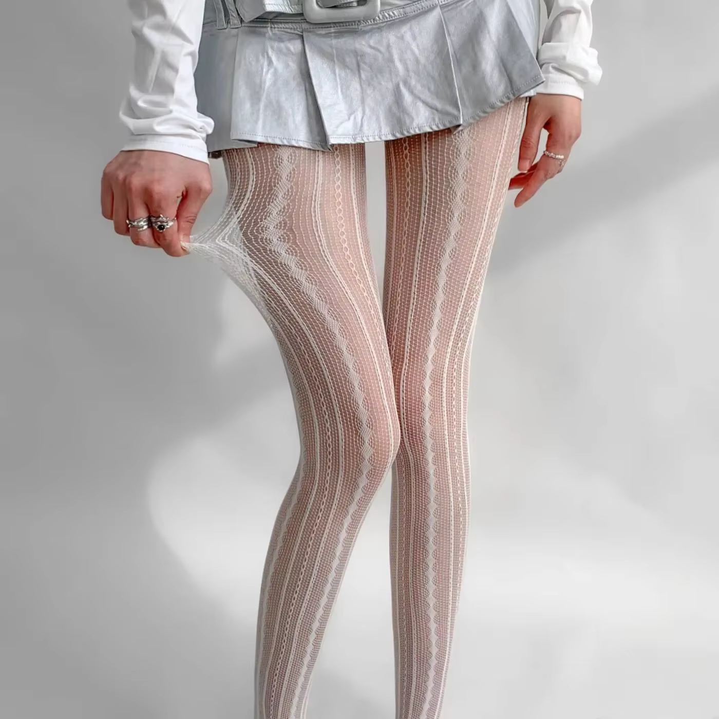 Collants résille en dentelle Sexy pour femmes, Style Lolita, Design ajouré, bas en soie rouge JK, ta