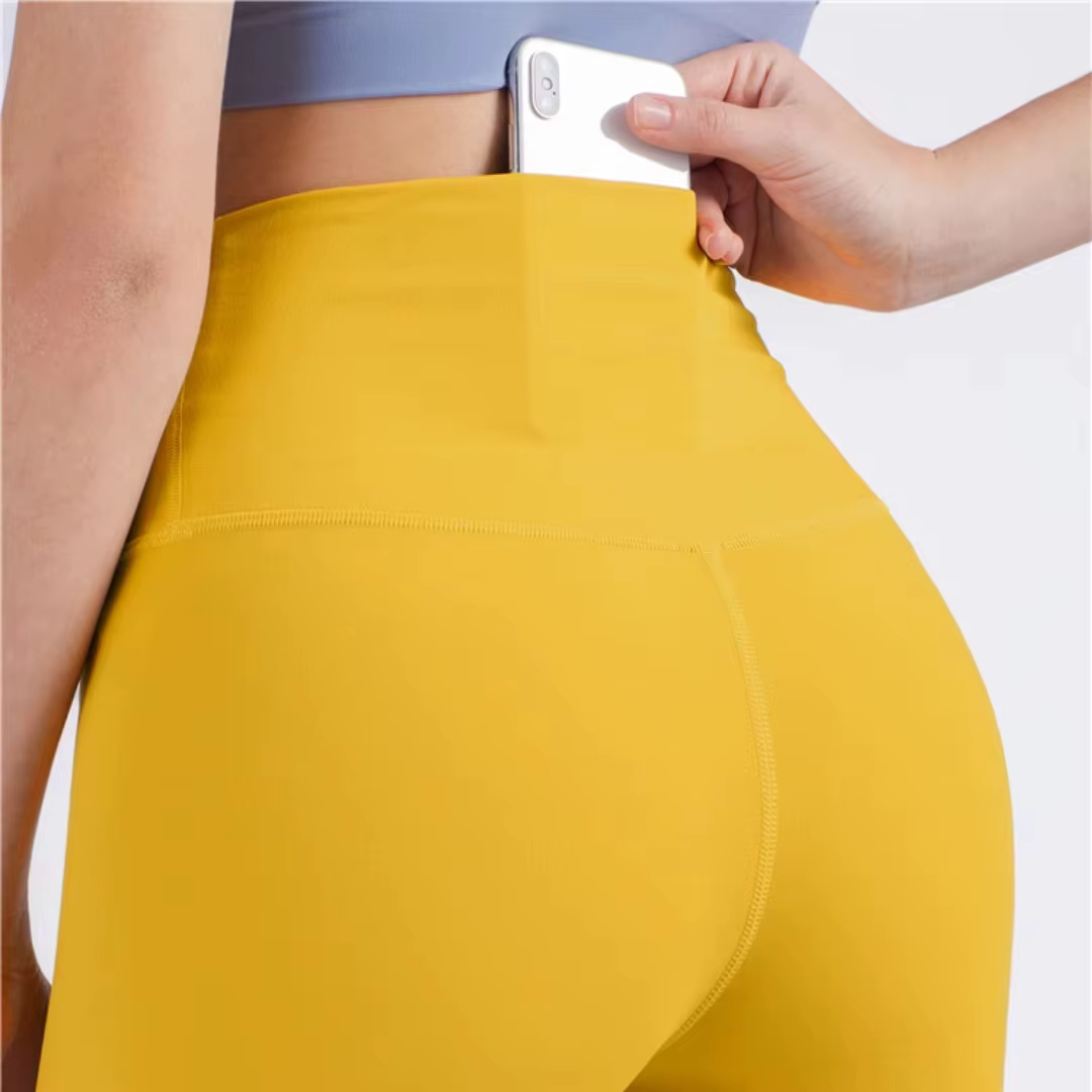 Legging de Yoga taille haute pour femmes, couleur unie, dos doux, poche dans la taille, pantalon de