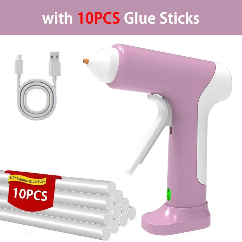 Pistolet à colle thermofusible sans fil pour l'école, 3.7V, 2000mAh, chargement USB, 15 secondes de