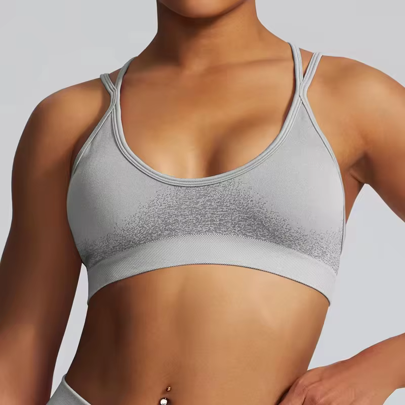 Ignite-Soutien-gorge de sport rembourré à dos croisé pour femme, haut court sans couture pour yoga,
