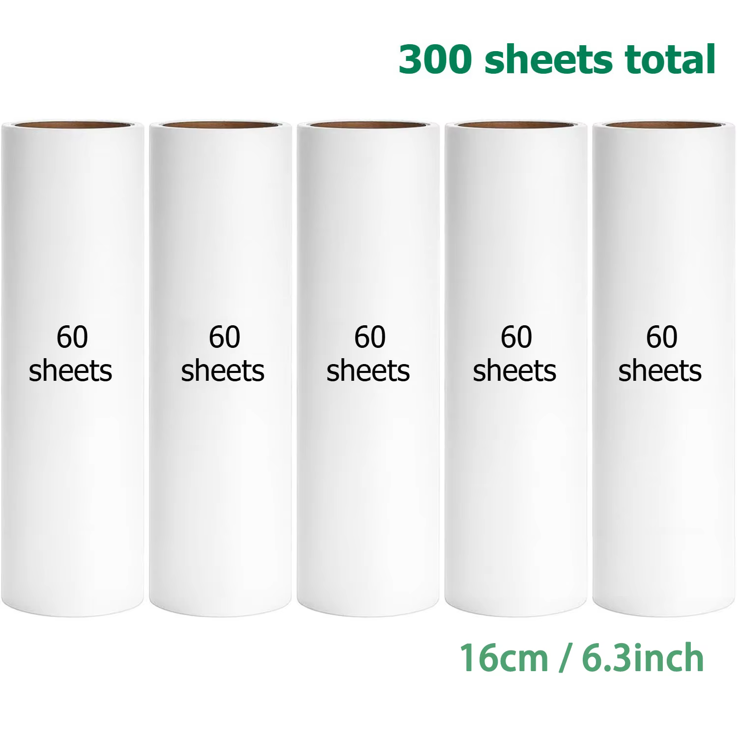 Recharges de rouleaux anti-poils de 6,3/7,48/9,45 pouces, extra collantes, pour poils d'animaux, 60 
