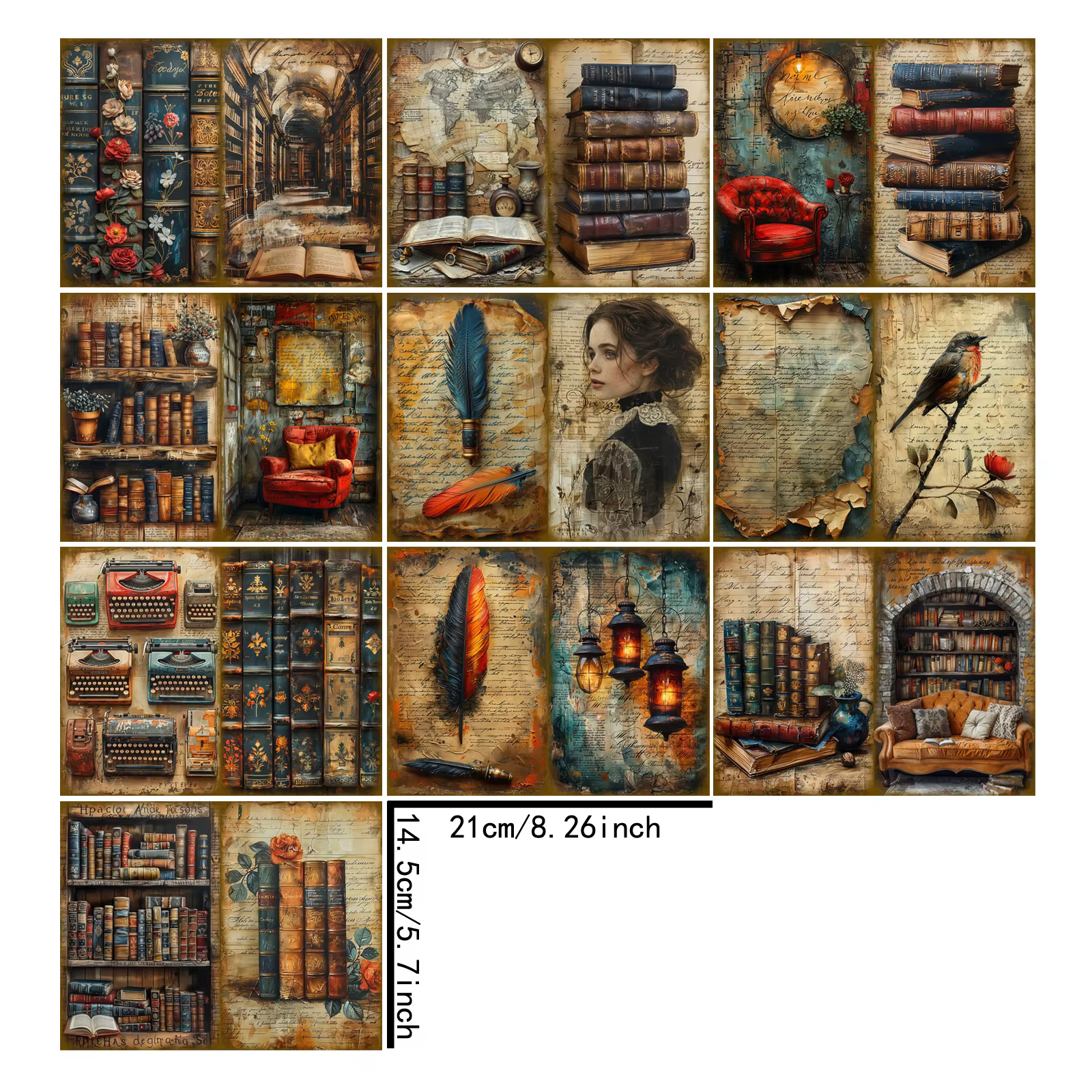 Machine à écrire Vintage, format A5, 10 feuilles, arrière-plan pour fille, Journal Grunge Vintage, p