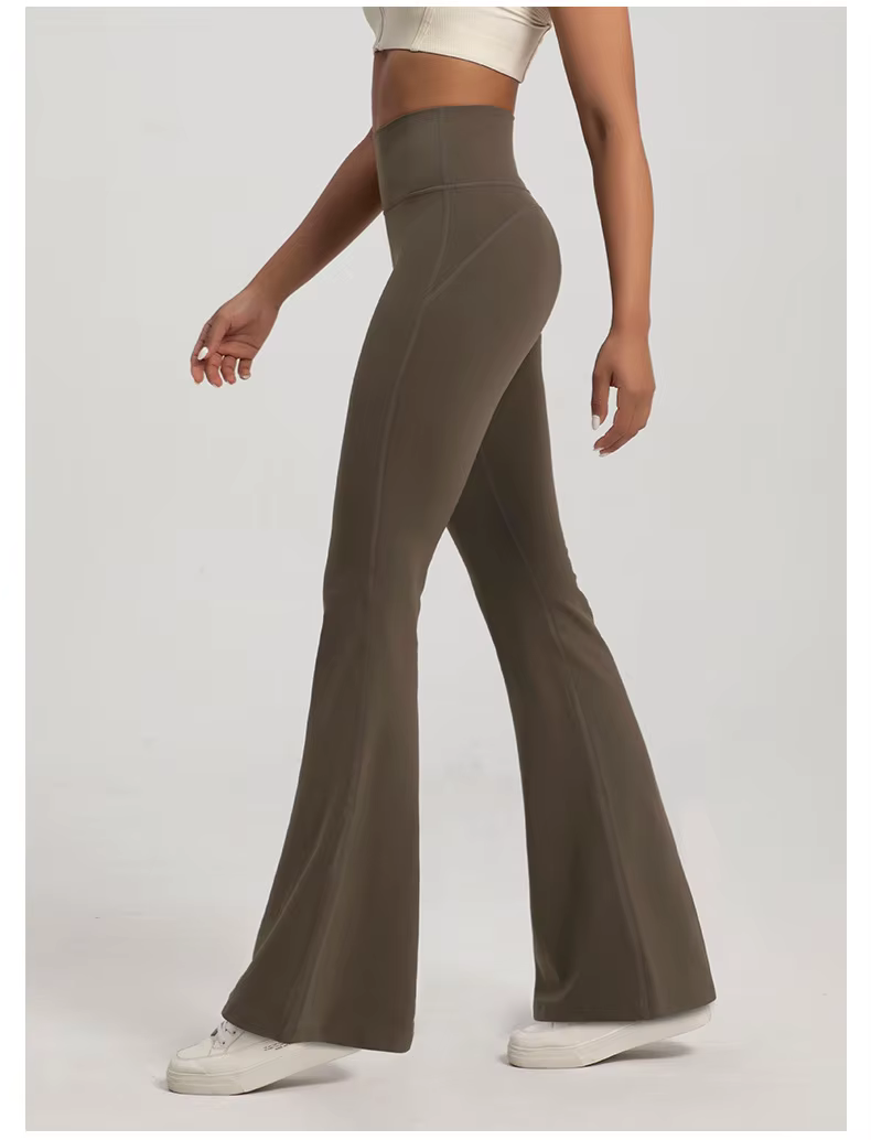 Nu taille haute cintrée hanche levage Fitness exercice élastique cloche bas pantalon femmes décontra