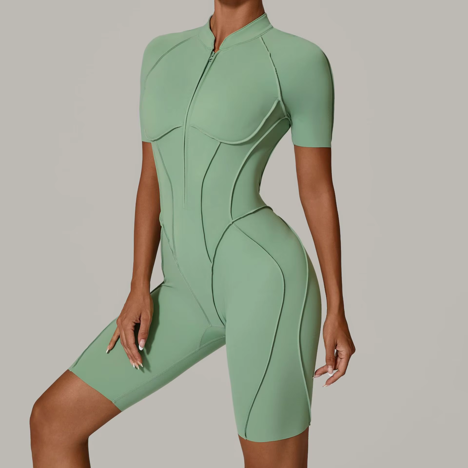 Combinaisons de Yoga sans couture, sport, Fitness, levage des hanches, dos nu, slim, fermeture éclai