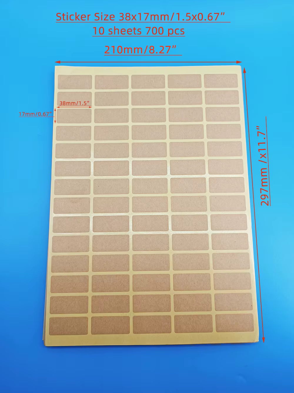 10 feuilles de 700 autocollants découpés brun mats rectangulaires, étiquettes adhésives A4 carrées e