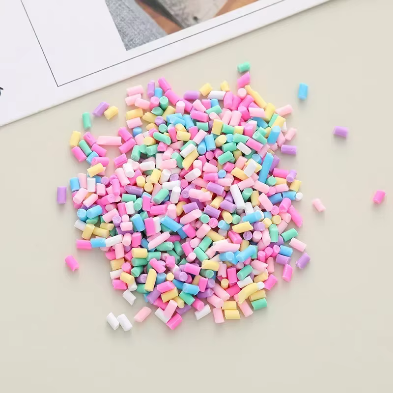 Mélange coloré de tranches d'argile polymère cylindrique, 10 g/lot, saupoudrage pour l'argile de rem