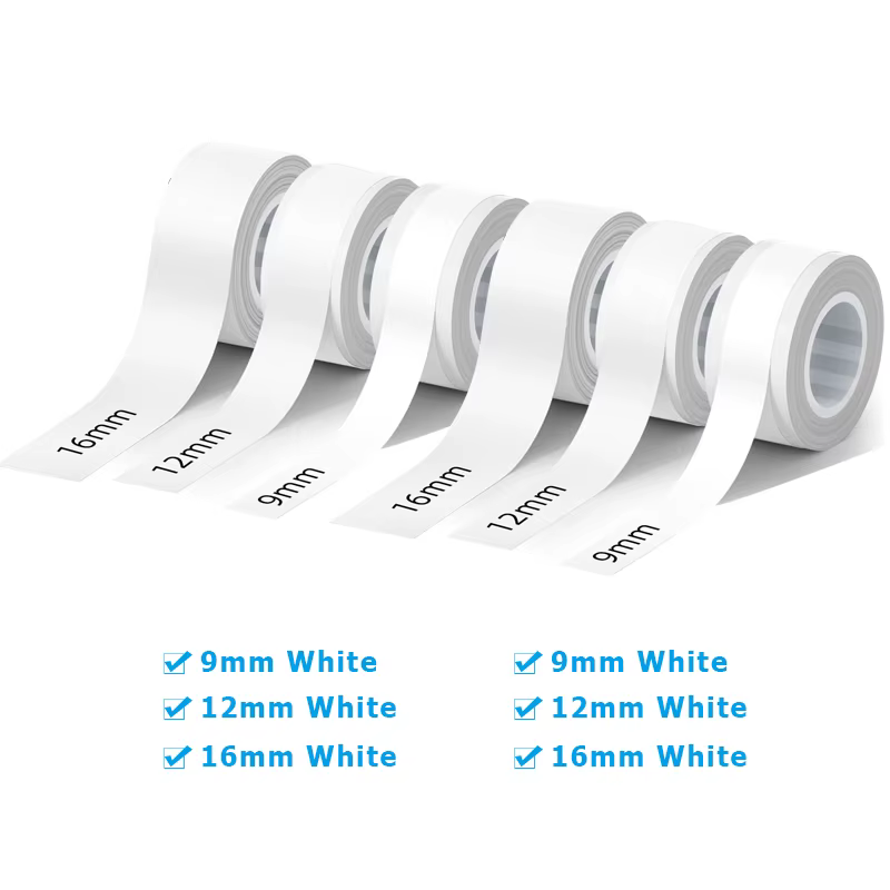 MakeID – ruban pour étiqueteuse L1 E1 Q1, 6 rouleaux, 9mm, 12mm, 16mm (4 mètres/rouleau), autocollan
