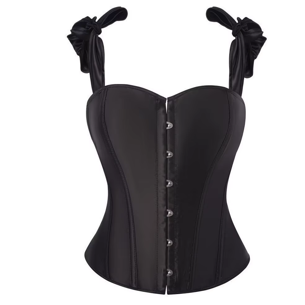 Corset Rétro Vintage pour Femme, Top Bustier Sexy Rouge Vin en Satin avec Bretelles, Bustiers Gousse