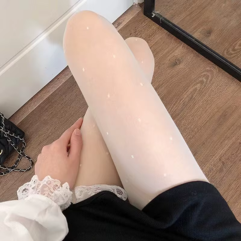 Collants à pois pour femmes, 1 pièce, bas thermiques effet peau, Leggings polaires d'hiver, chausset