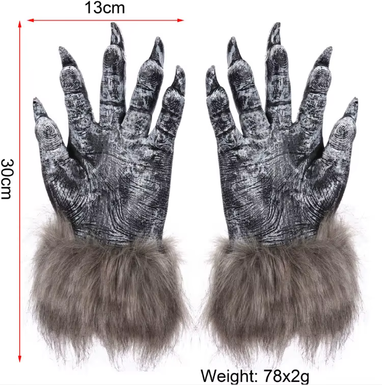 Gants de Loup-Garou pour Halloween, Cosplay, Griffe de Loup Effrayant, Bête, Costumes de ix, Accesso