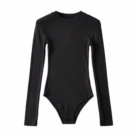 Body sexy à manches longues pour femmes, col montant, vêtements chauds, coupe couvertes, mode, monoc