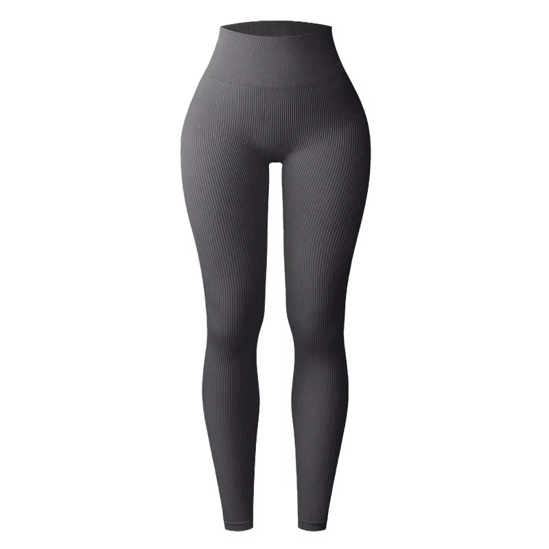 Leggings de yoga en tricot sans couture pour femmes, collants à fil solide, entraînement de gym, cou