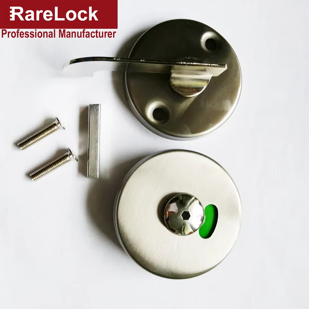 Rarelock-Serrure de porte plate en acier inoxydable pour toilettes, accessoire de bricolage avec éti
