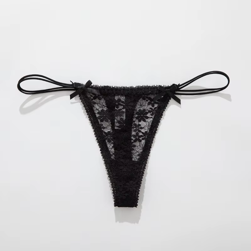 Culottes en dentelle à nœud sexy pour femme, lingerie quotidienne et d'intérieur, sous-vêtements uni