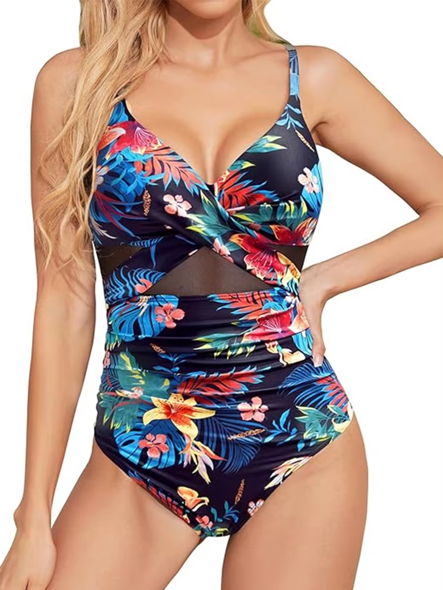 Maillot de bain vintage 2026 à bretelles pour femme, une pièce, en maille unie, pour la natation et