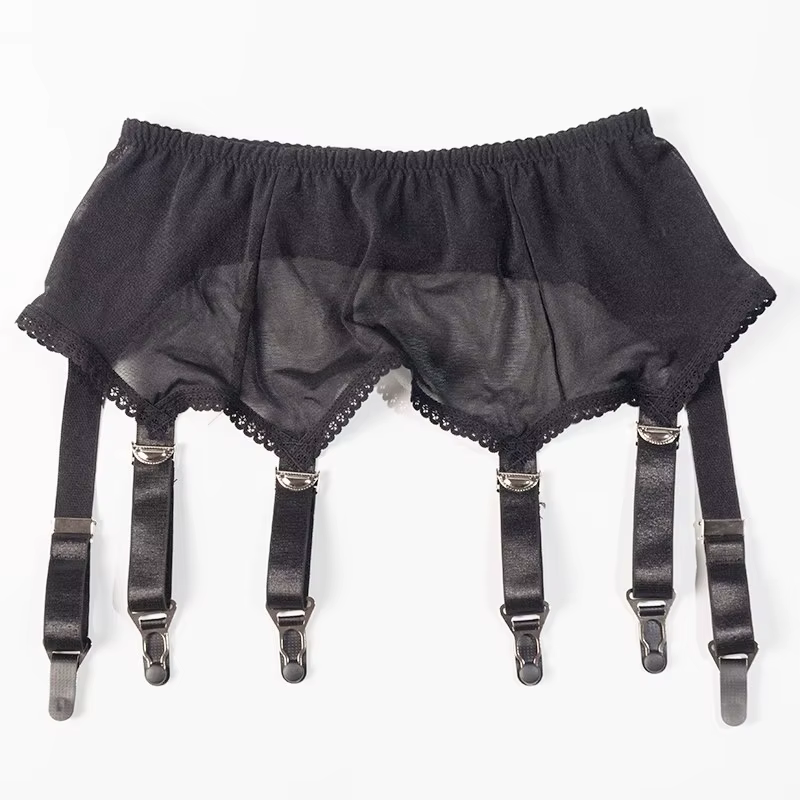 Porte-jarretelles taille haute pour femme, 6 bretelles réglables, clips en métal, lingerie sexy, por