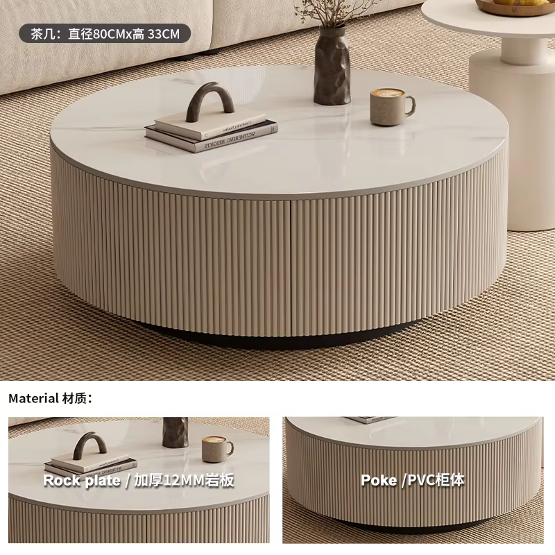 Table basse minimaliste moderne pour salon, design gain de place, petite table basse ronde pour balc