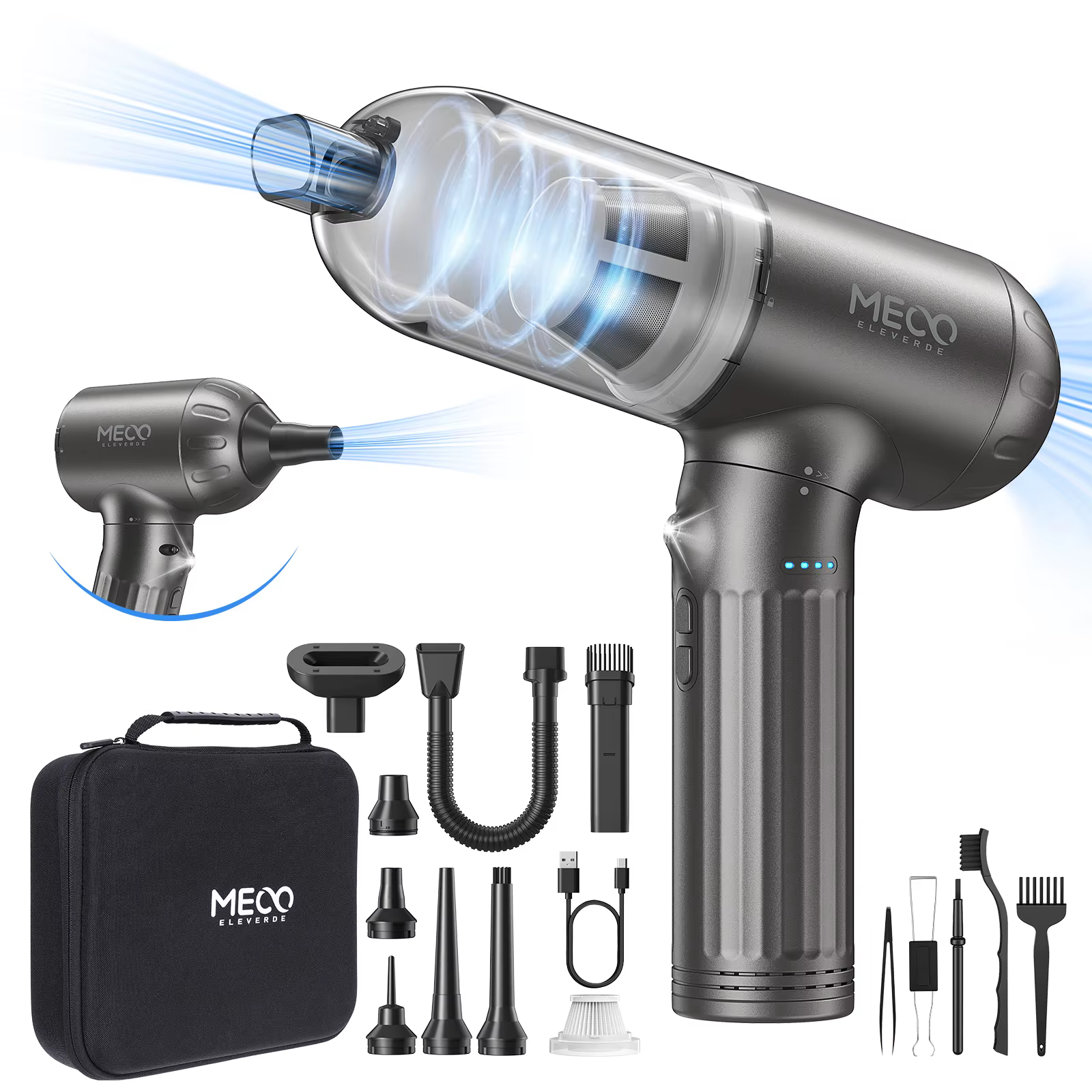 MECO ELEVERDE ME-VC2 plumeau et aspirateur électrique à Air comprimé fonction 4 en 1 puissant nettoy