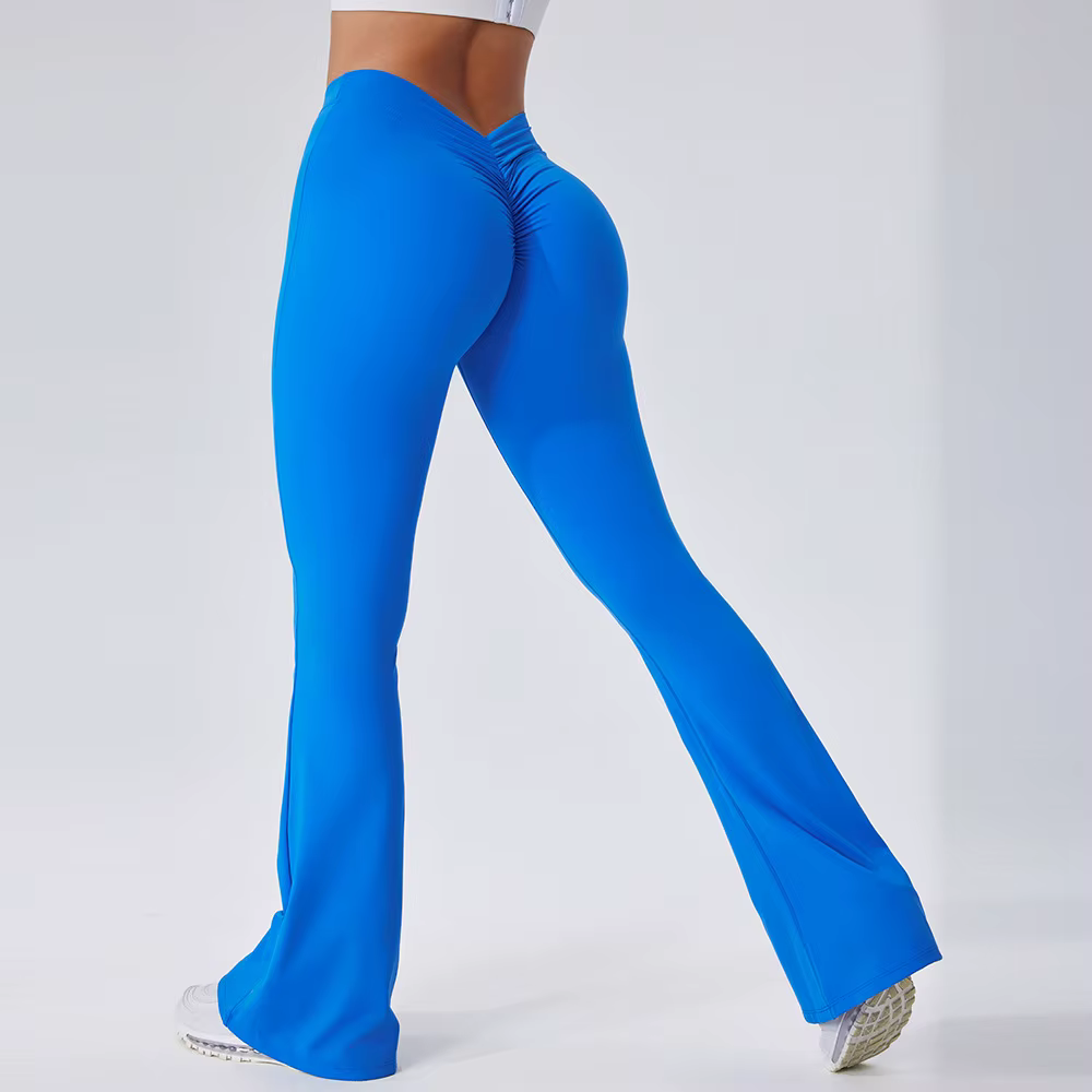 Pantalon évasé taille haute pour femme, leggings évasés, pantalon large, hanche en forme de V, yoga,