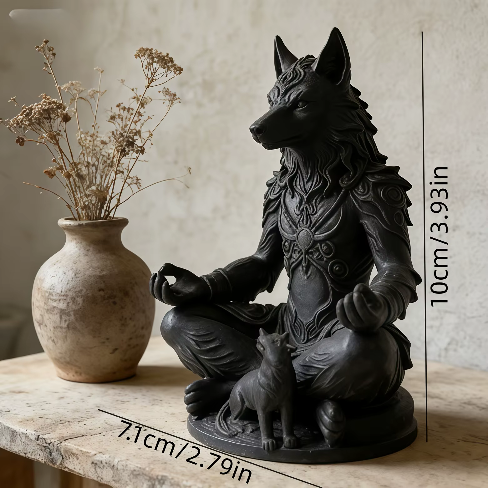 Figurines de loup de méditation, statue de loup-garou mystique, ornements animaux de style gothique,