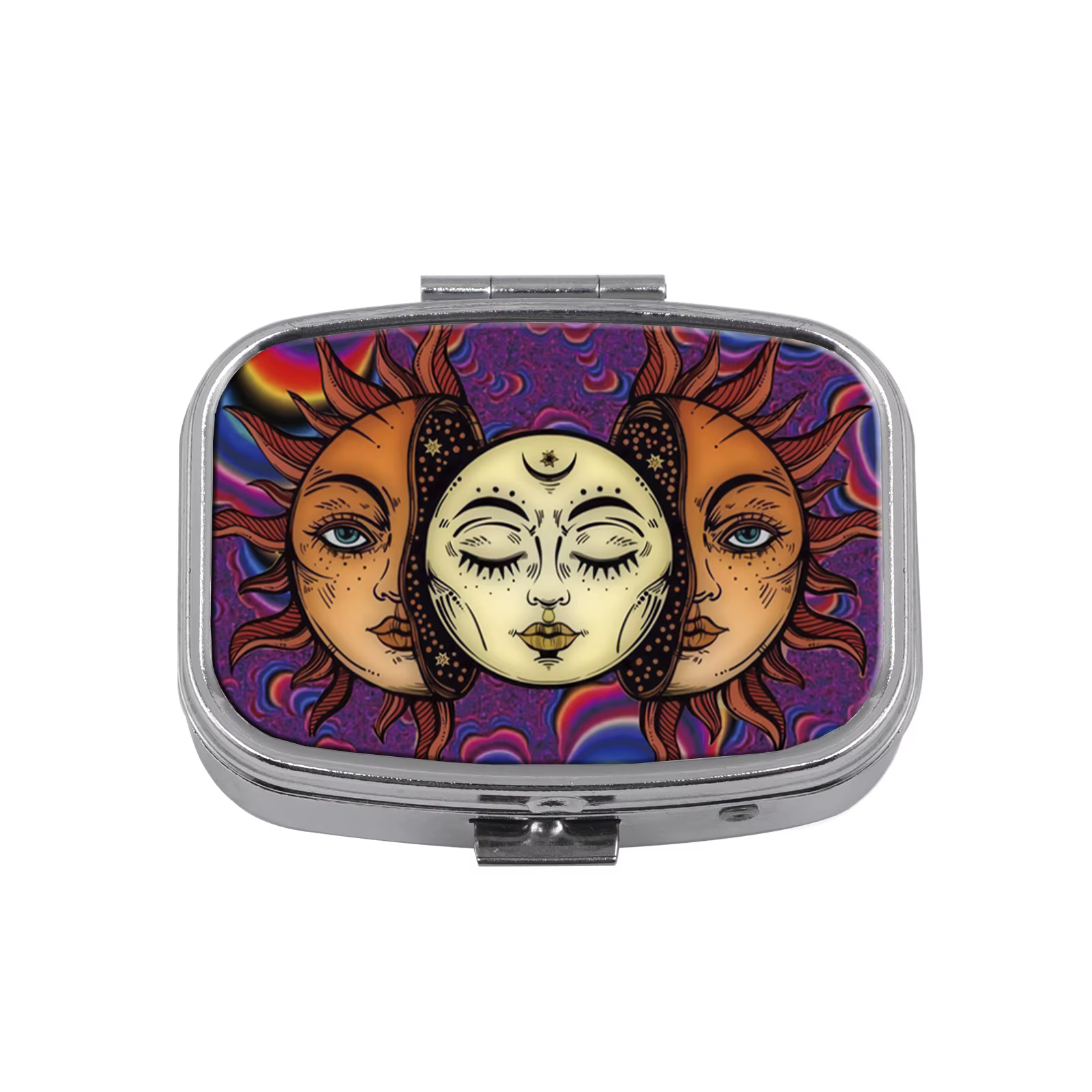 Boîtes à pilules Soleil et Lune, étui vintage scellé, mini boîte à bijoux de voyage portable, mini o