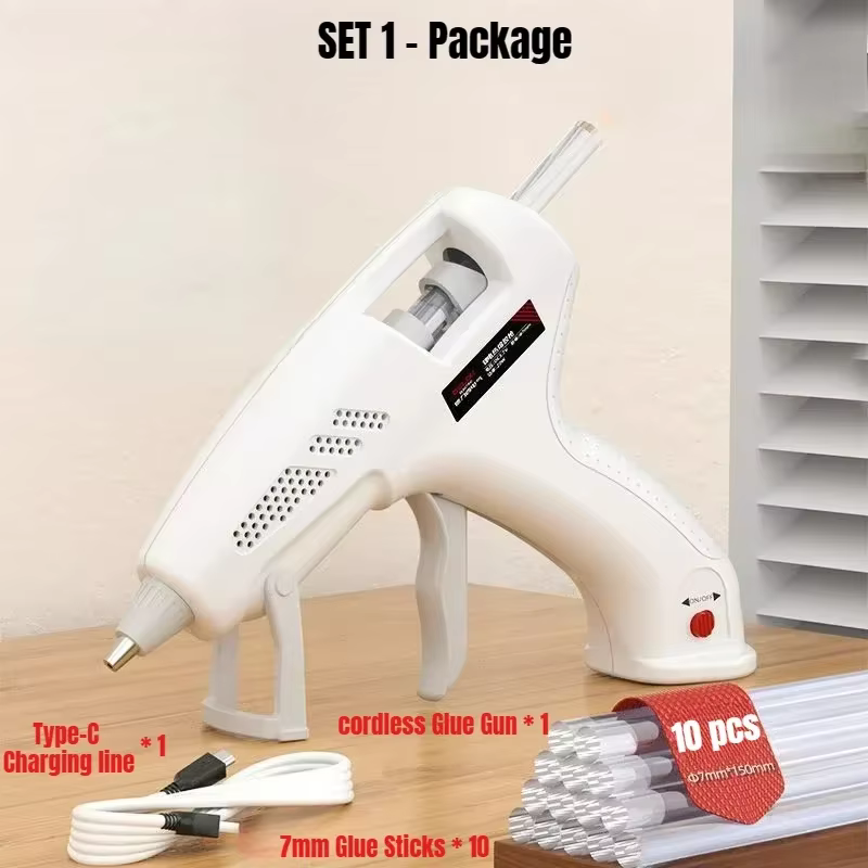 Pistolet à colle sans fil 7mm 3.7V, pistolet en Silicone chaud Rechargeable à chauffage rapide, util