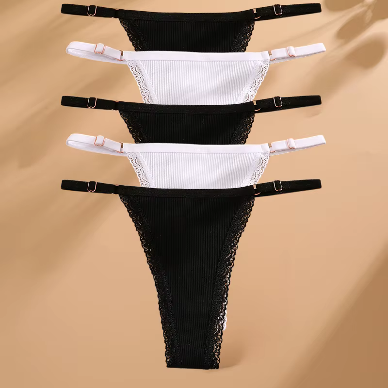 5 pièces/ensemble culottes en coton Sexy string sous-vêtements pour femmes t-back Lingerie Femme cal