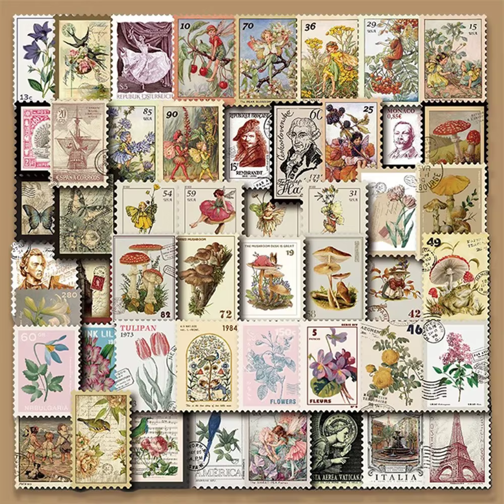 10/20/50 pièces tous différents timbres-poste Vintage autocollants Desc pour Scrapbooking et journal