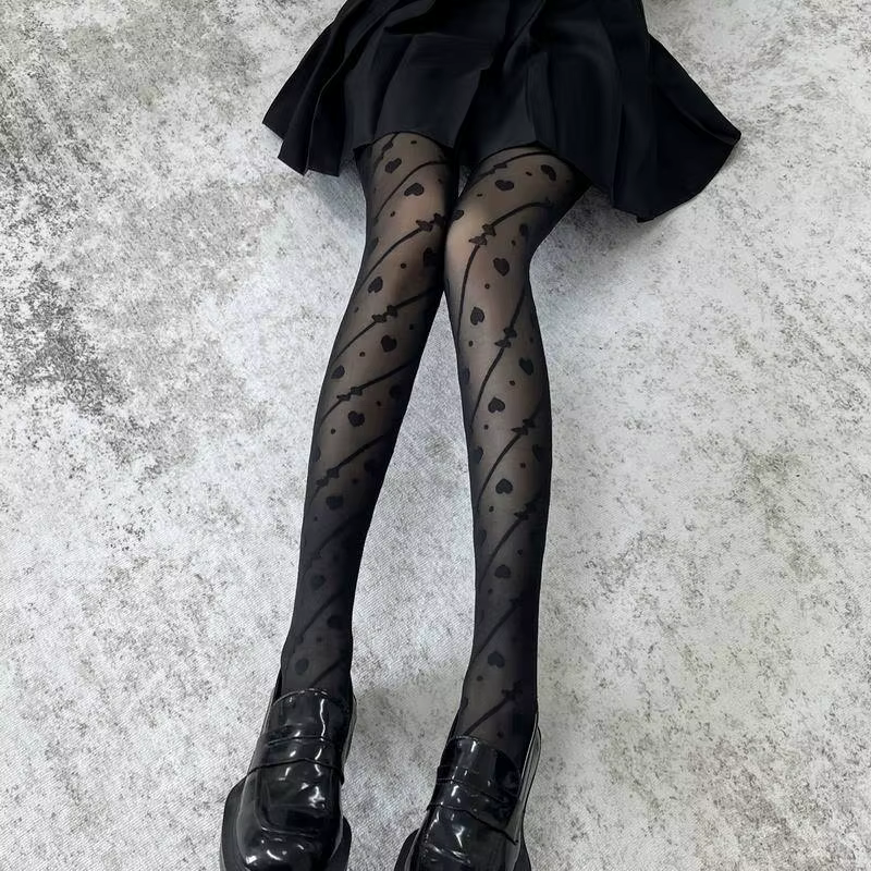 Collants noirs et blancs en soie pour femmes, Sexy et doux