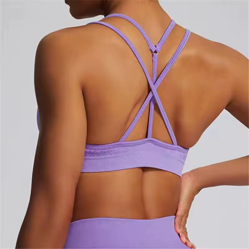 Ignite-Soutien-gorge de sport rembourré à dos croisé pour femme, haut court sans couture pour yoga,
