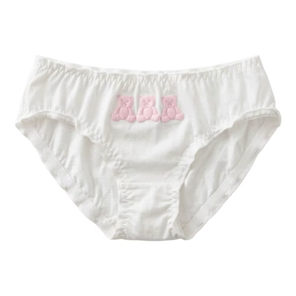 Culottes en coton confortables pour femmes, style dessin animé 3 ours, taille basse, à volants migno