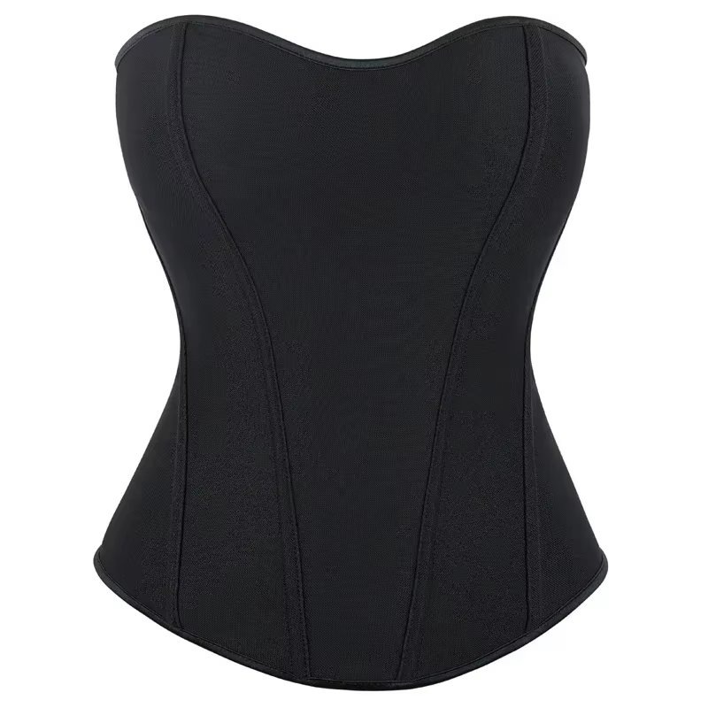 Corset Noir en Satin Respirant pour Femme, Bustier à Fermeture Éclair, Taille, Sexy, Body Shaper, Li